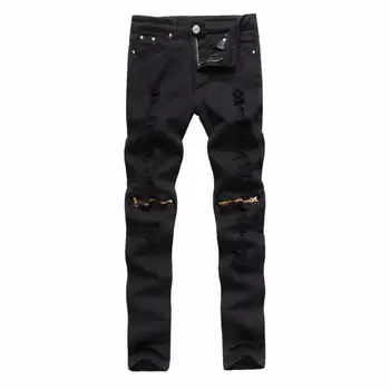 

Vogue Winter Mens Stretchy Ripped Slims Fits Biker Nice Denim Jeans Hiphop Streetwear Hole Skinny Pants Pantalon Homme # BB