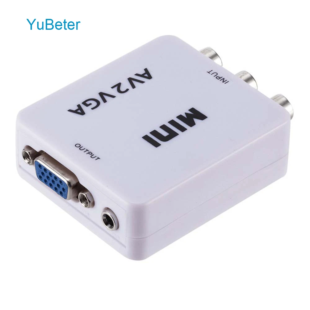 

YuBeter AV to VGA Converter Adapter AV VGA Connector AV CVBS RCA For VCD DVD Webcam DVR Monitoring Projector TV Box 60Hz-75Hz