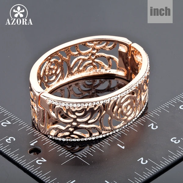 Браслет манжета AZORA из розового золота Stellux с австрийскими кристаллами TB0002|bangle