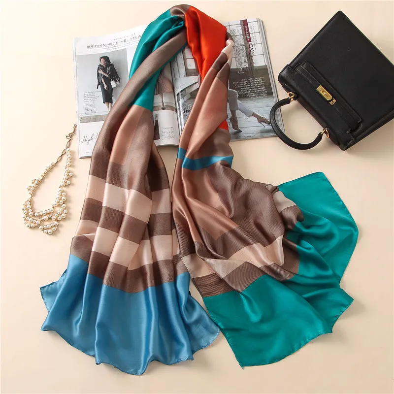 Роскошный брендовый весенний летний женский шелковый шарф пляжный хиджаб длинного размера плюс бандана шали и палантины женский платок