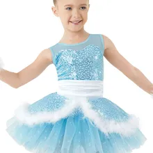 Балетное платье-пачка для танцев для девочек, детские танцевальные костюмы из спандекса, синяя юбка с блестками, Детская танцевальная одежда для балерины