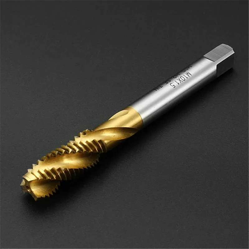 

DANIU M10x1.5 HSS Titanium Coated Screw Thread Metric Spiral Fluted Machine Screw Tap 80mm 1pc High Quality