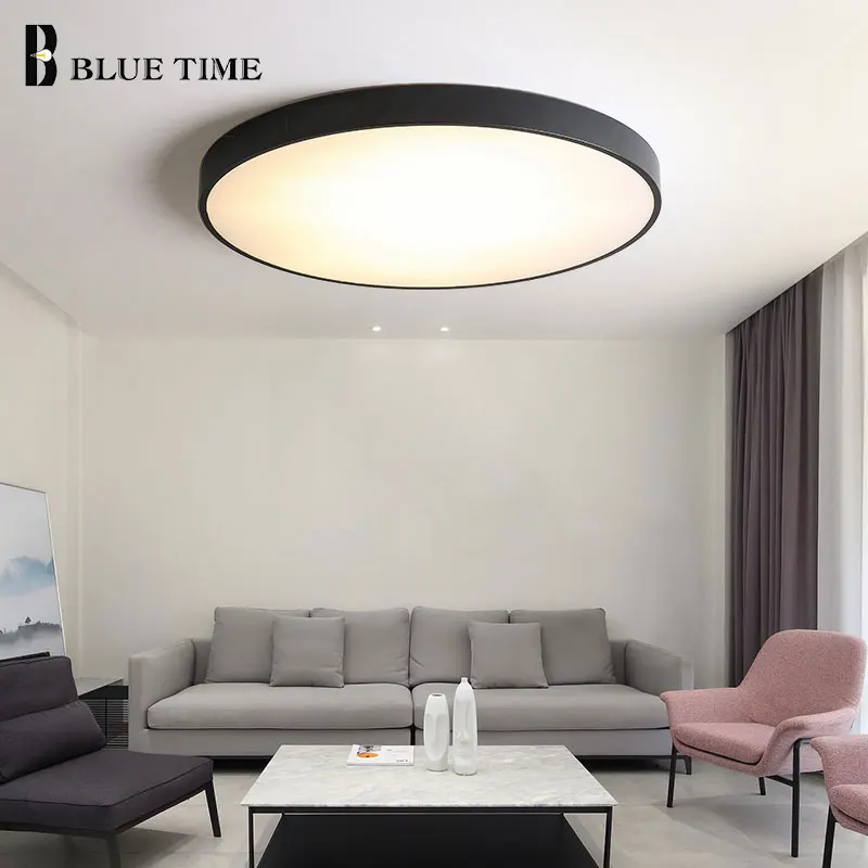 Круглые современные светодиодные потолочные лампы для дома, гостиной, кухни, спальни, столовой, модные черные и белые 5 см тонкие светодиодный потолочные лампы