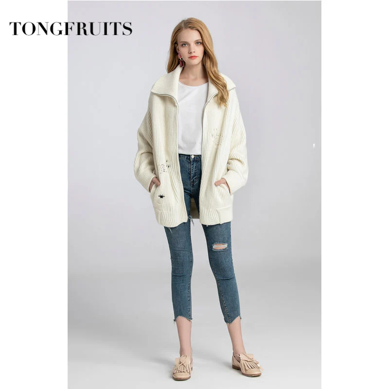 Autumn Winter Women Turn-down Collar Jacket Long Jacket Soild Color Causal Female Coat Outwear Zippers Veste Femme High Quality