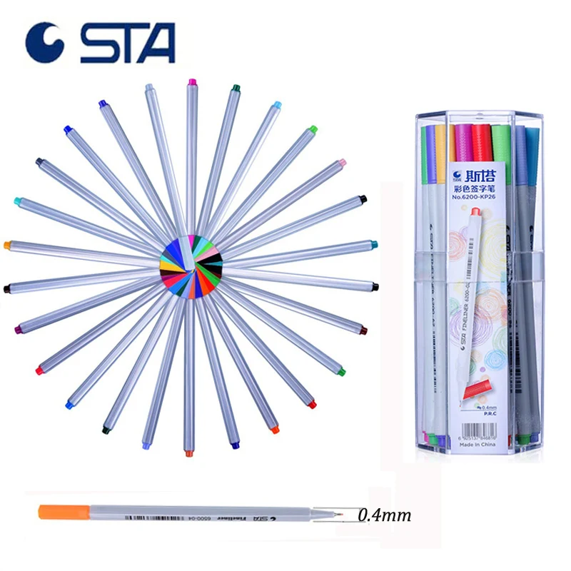 

STA 6200 Fineliner Color Pen Set,0.4 mm Fine Point Line Art Markers Drawing Pen Bullet Journal Planner Note Taking Coloring Book