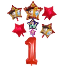Игрушка мультфильм История древесный Базз световая фольга Воздушные шары 30 дюймов номер для маленьких мальчиков 1-й Синий воздушный балок декор для вечеринки в честь Дня Рождения Детские игрушки