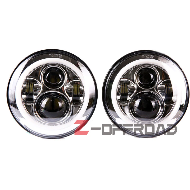 

2PC/Pair 7 Inch 45W Round LED Car Light Souce with white halo ring Angel Eyes Headlight Kit For Jeep Wrangler JK CJ Hi/Low beam