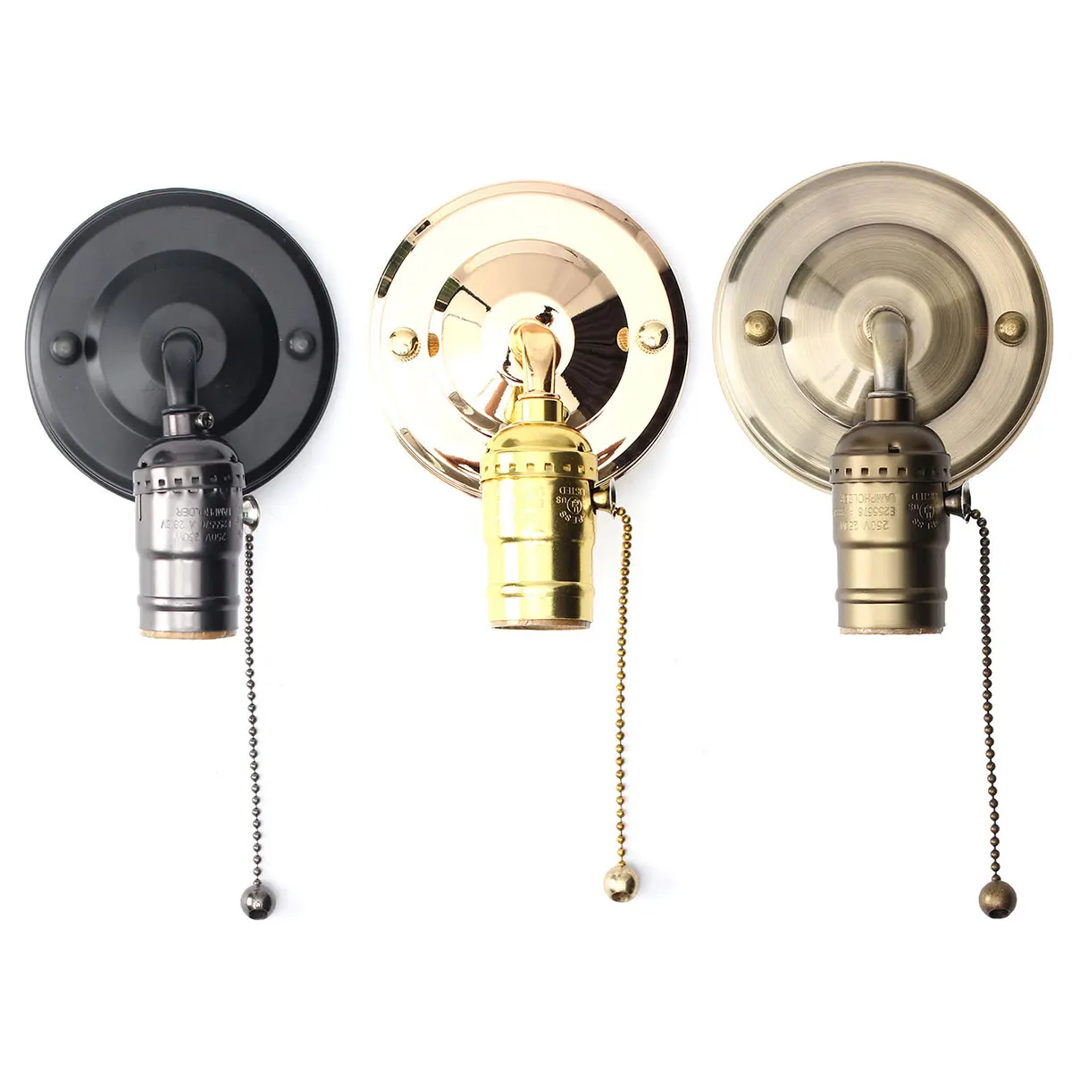 Retro E27 Vintage Wall Mounted LED Light Bulb Base Holder ...