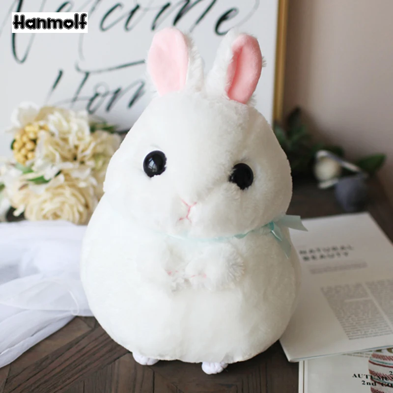 Lovely Rabbit Toy Chubby White/Pink Standing Rabbit Toy Kids Huggable