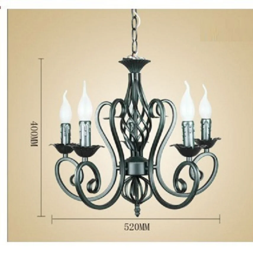Современная подвесная люстра из кованого железа, винтажная люстра, потолочные свечи, светильники для освещения, железное черное/Белое домашнее освещение