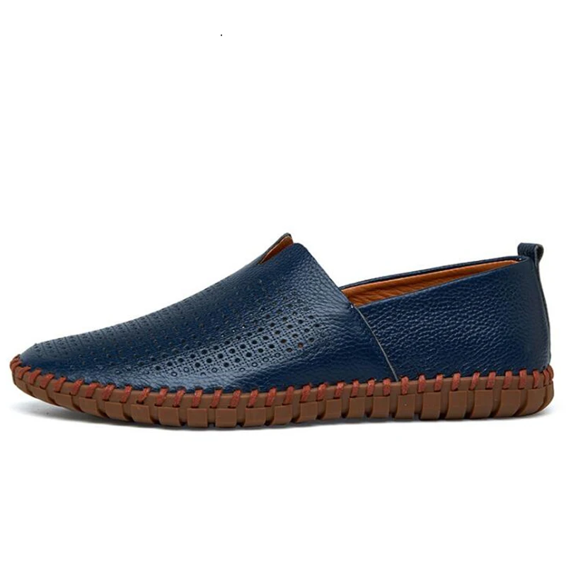 

summer hollow hole shoes Cowhide Shoes New Comfortable Men Loafer Sandals Breathable Male Lazy Shoes outdoor Casual Leather Shoe