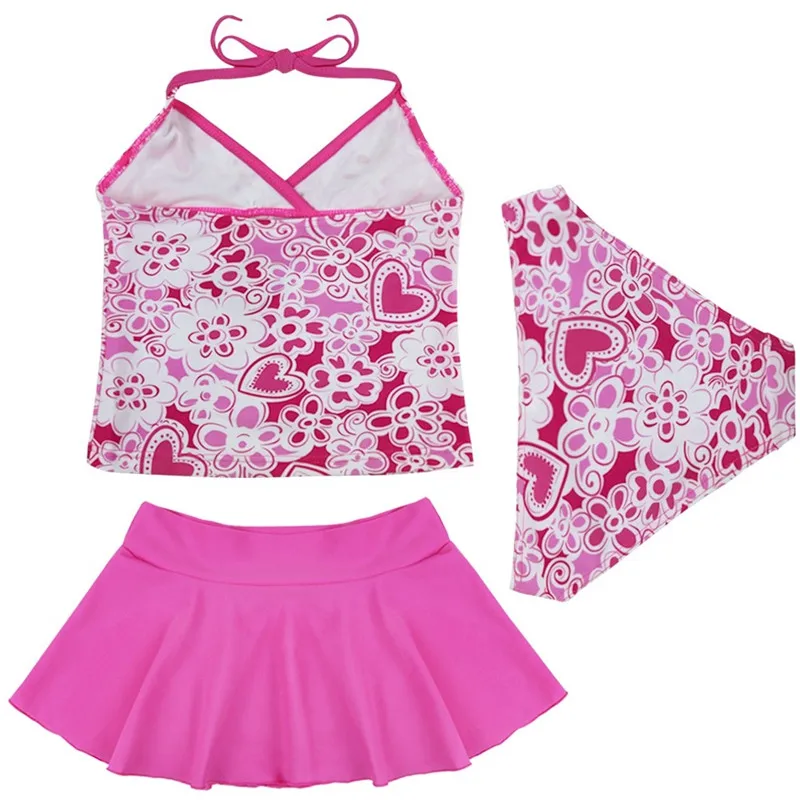 TiaoBug/, Розовый Женский плавательный костюм с лямкой на шее, с трусиками, юбка, набор бикини, пляжная Танкини, купальный костюм, купальный костюм