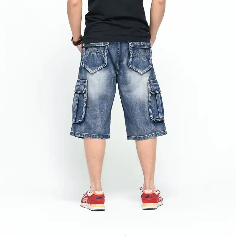 Mens Plus Size Loose Baggy Denim Short Men Jeans Fashion Streetwear Hip Hop Long 3 4 Capri Cargo Shorts Pocket Bermuda Male Blue Jeans Aliexpress