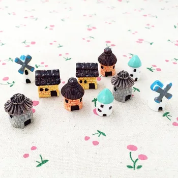 

10 Pieces Resin 3D Mini House Fairy Garden Miniatures Terrarium Decoration Figurines DIY Craft Accessories Ornaments 20-25mm