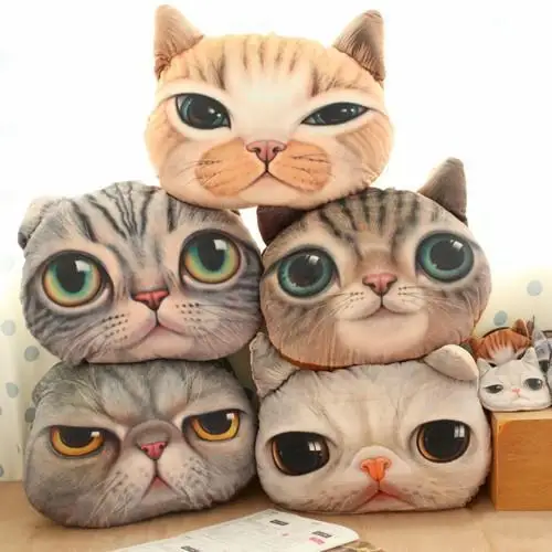 Hot 5colours 3D printed brand cat head pillow deco...