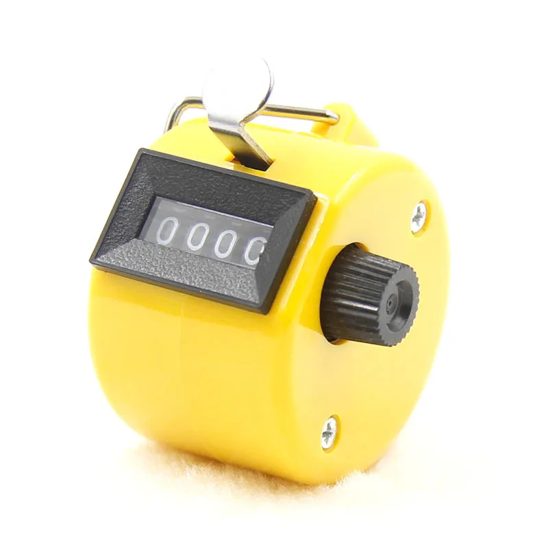 Yellow Кликер 4 цифры счетчики цифр пластиковый корпус ручной палец Дисплей ручной подсчет Tally кликер таймер футбол гольф счетчик - Цвет: Yellow