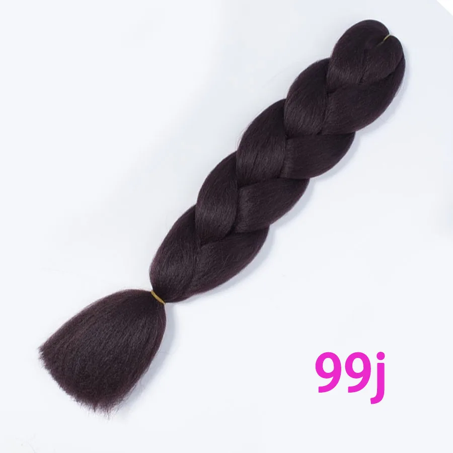 VERVES синтетические плетеные волосы для наращивания, 1 шт., 24 дюйма, 100 г/шт., высокотемпературное волокно, вязанное крючком, огромные косички, цвет пруэ - Цвет: # 99J
