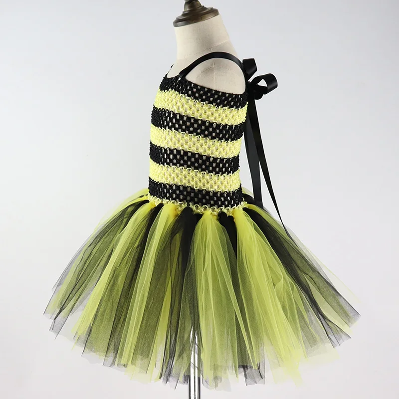 4 шт., желтое платье-пачка с крыльями для девочек, праздничные платья на день рождения костюм для косплея на Хеллоуин, платья для девочек, одежда XX0