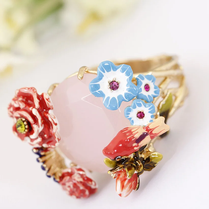 Женское роскошное кольцо Anelli Donna Bague Femme Anel с цветком сочного винограда попугая 2019