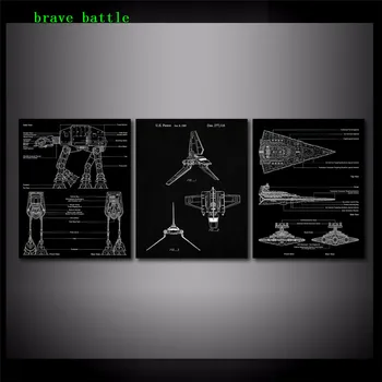 

Star Wars Destroyer Blueprint 3 Pieces Canvas Painting Print Living Room Home Decor Modern Wall Art Oil Painting Poster
