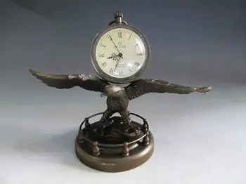 

yan 18 cm*/collect Bronze Copper Eagle sculpture mechanical clock table watch Statue