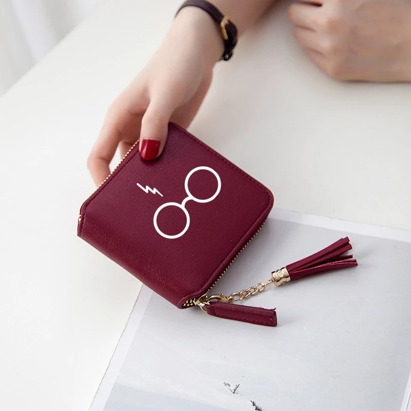 Frdun Tommy Harri Pottre Cartoon Cool Accessories Women Wallets Short Zipper Card Girl Wallet and Purses Mini Bags Stylish Cases - Цвет: wine red