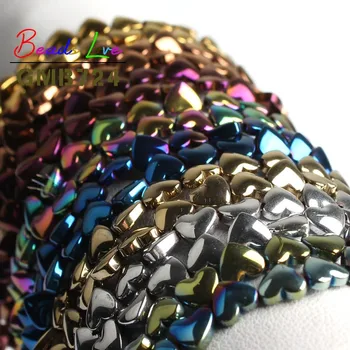 

Wholesale Love Heart Plating Hematite Stone Loose Spacer Beads for Jewelry Making Diy Bracelet Necklace Jewellery 5x6mm 15Inches