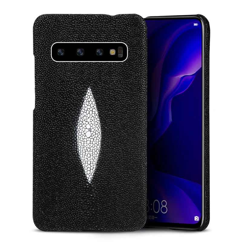 Genuine Leather Pearl fish for Samsung S10 plus phone case luxury Anti-fall Solid color protective case for Samsung A70 note 10