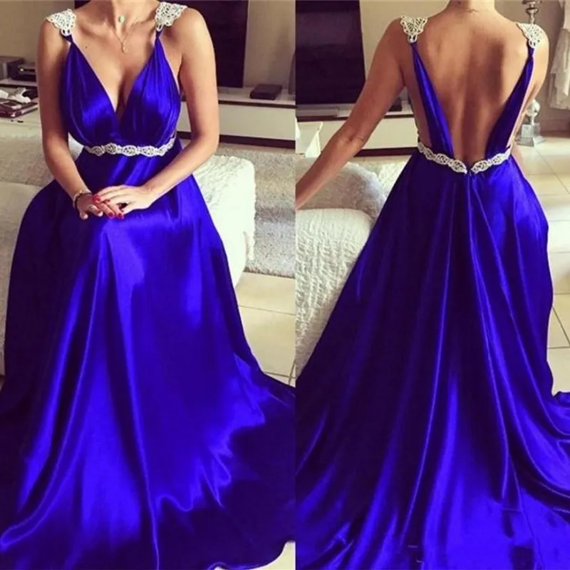 Халат De Soiree индивидуальный заказ королевский синий вечерние платье из бисера LineLong Формальные Нарядные платья Элегантный Vestidos Longo