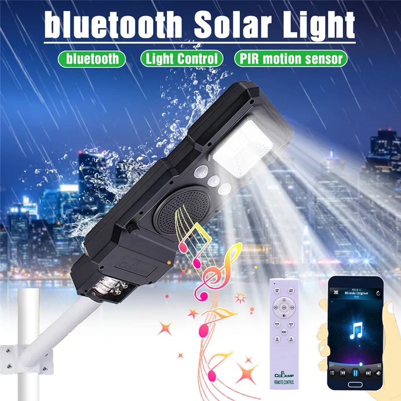 

30W LED Music Solar Street Light with Remote Control Radar Sensor Outdoor Flood Wall Lamp with Timing for Lawn Garden Wall