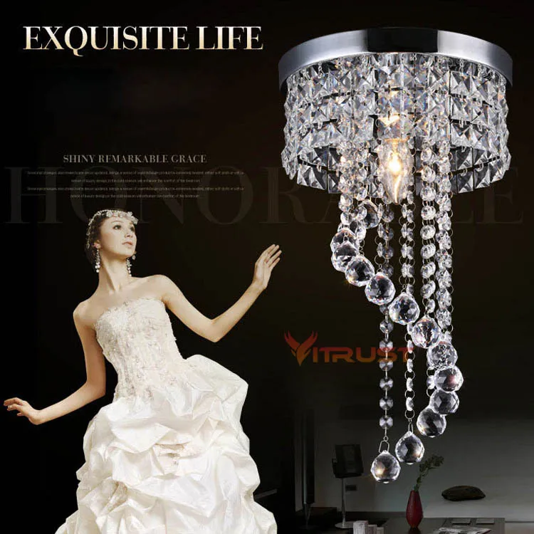 

Fashion Luxury Round LED Crystal Ceiling Chandelier Lamp Small Round Ceiling Lamp Ceiling Lamp E14 Dia 20/25CM