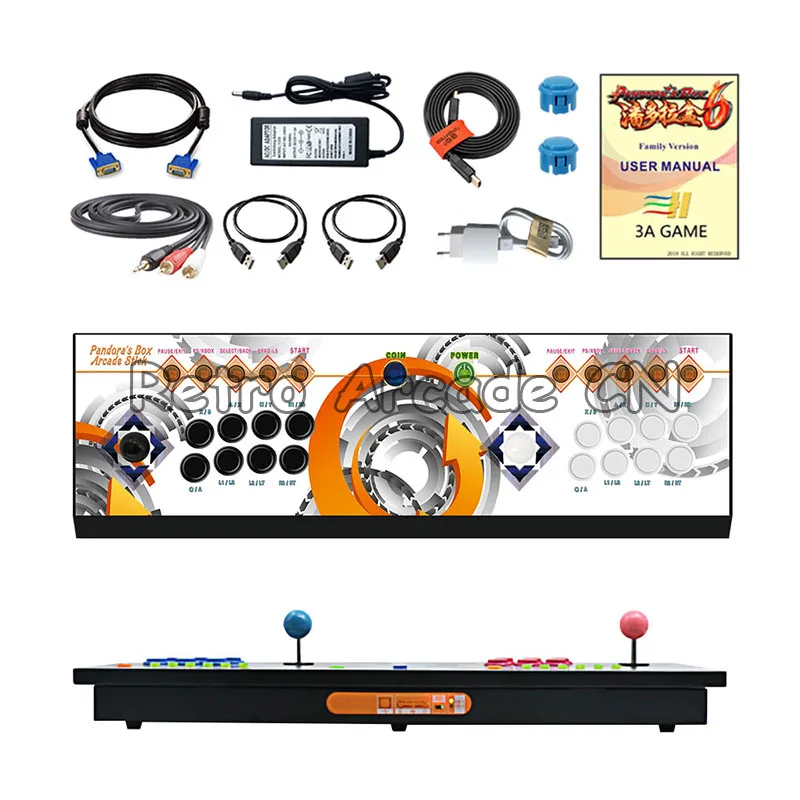 1 set 3A Game Original Pandora's Box 6 1300 in 1 arcade joystick 2 players iron LED console HDMI VGA usb to pc tv ps3 Tekken