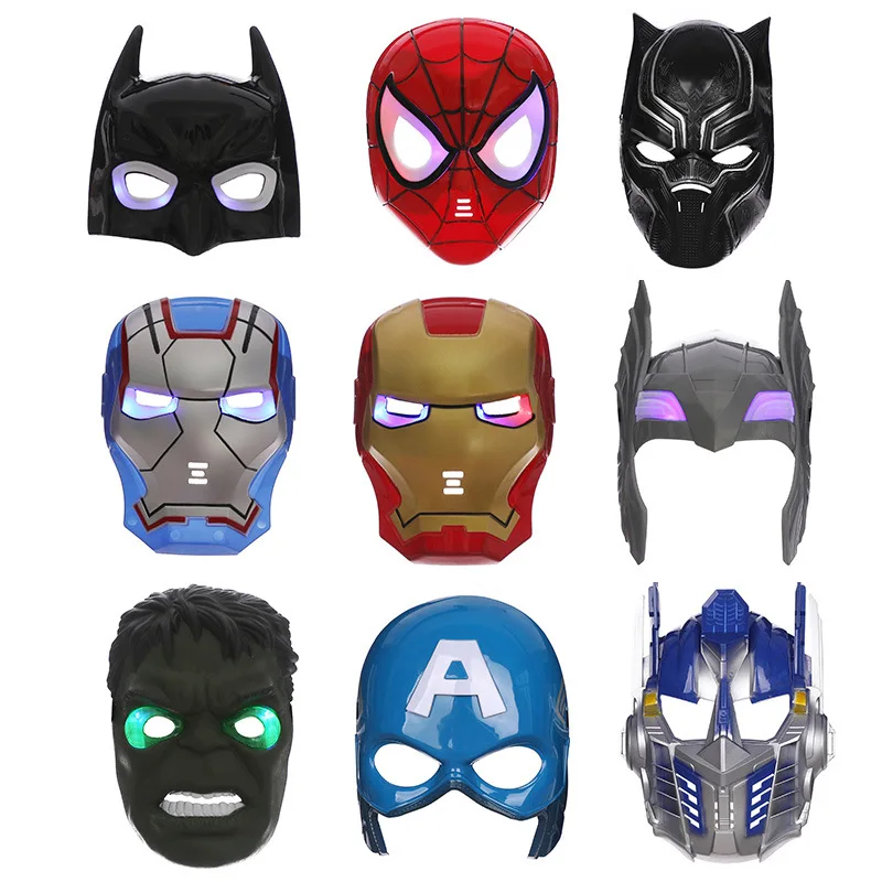 

Movie The Avengers Figures LED Glowing Mask Spiderman Iron Man Hulk Wolverine Star Wars Mask Party For Dance Props Brinquedos