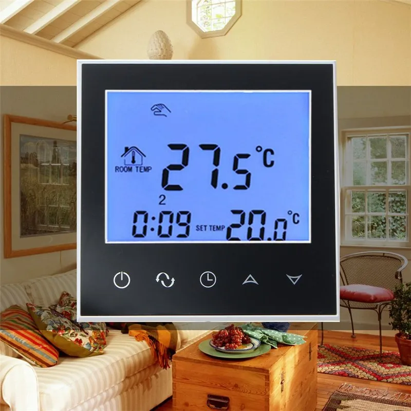 

Best Price LCD Display Touch Screen Digital Room Temperature Controller Thermostat NTC Sensor White/Black For Underfloor Heating