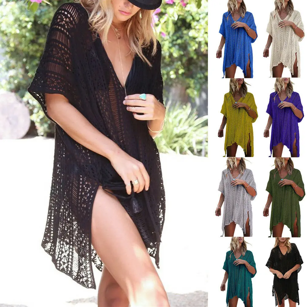 

Solid Sexy Women Lace Tassel Crochet Summer Beach Fashion Hot Bikini Cover Up Swimwear Dress Bathing Suit