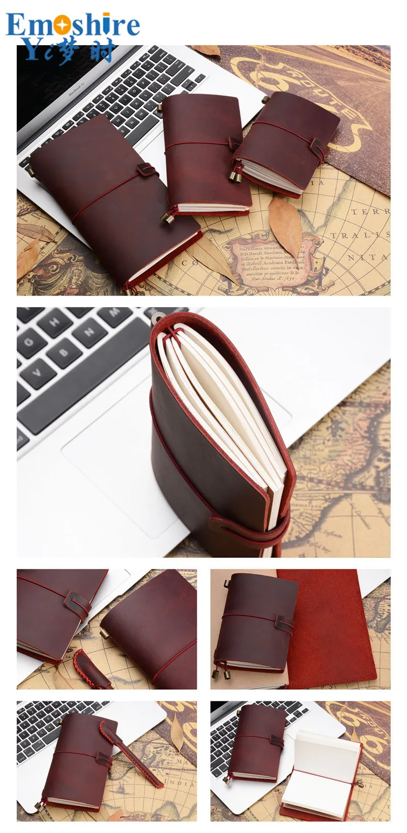 Manual de Viagem Caderno de Couro Bloco de Notas Livro de Nota de Couro Novo Notebook Retro Inserir Termos Loose-leaf Diário Faça Você Mesmo Pessoal N159 14 Notebook Retro Inserir Termos Loose-leaf Diário bloco