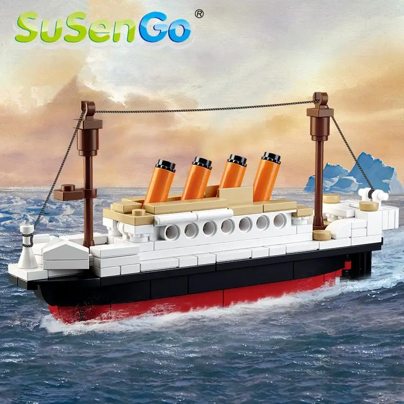 

SuSenGo 194 Pieces Titanic Ship Boat Building Blocks Model Bricks Educational Toy For Children Birthday Gift