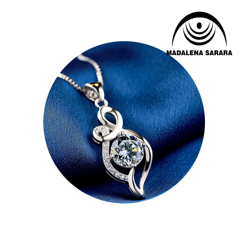 

MADALENA SARARA Fashion 925 Sterling Silver Chain Girl's Necklace With AAA Cubic Zircon Inlaid Vintage Style