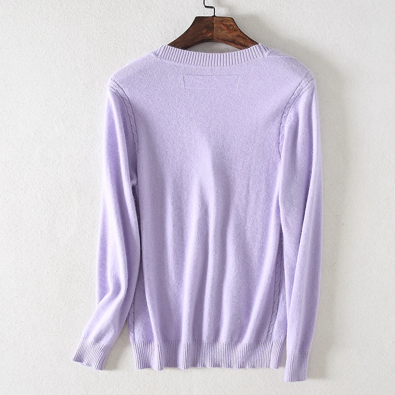 ZHILI осенне-зимний женский v-образный вырез чистый цвет Кардиган кашемировый свитер