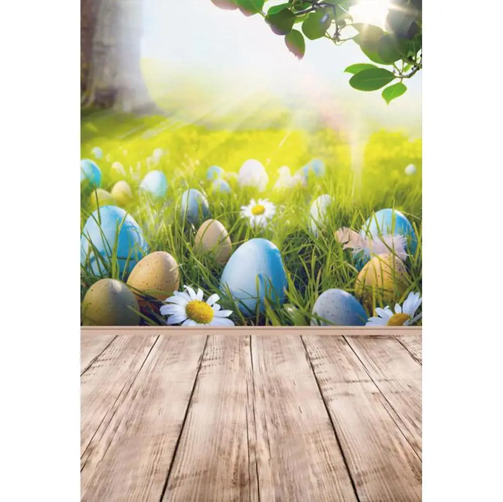 Laeacco весенние пасхальные яйца боке листья пол Детские вечерние Фото фоны Индивидуальные фотографии фоны для фотостудии - Цвет: NWH05292