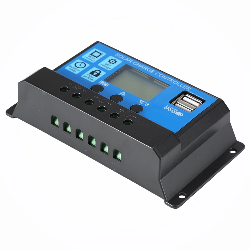 Y&H Régulateur intelligent de charge solaire 30 A 12 V/24 V avec double port USB et minuterie 5 V Écran LCD Y&H Régulateur intelligent de charge solaire 30 A 12 V/24 V avec double port USB et minuterie 5 V Écran LCD