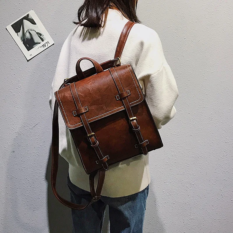 Feminina de Ombro de Couro para Escola para Meninas Mochila Adolescentes 7 High Quality Bolsas e Malas
