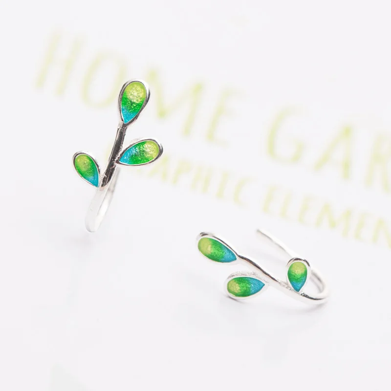 bud green leaf earring 100% 925 Sterling silver Jewelry fashion Hypoallergenic Stud earrings for women gift