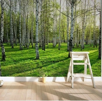 

Fresh Birch forest New Large custom wallpaper mural TV background wallpaper HD fashion wall paper living room bed room wallpaper