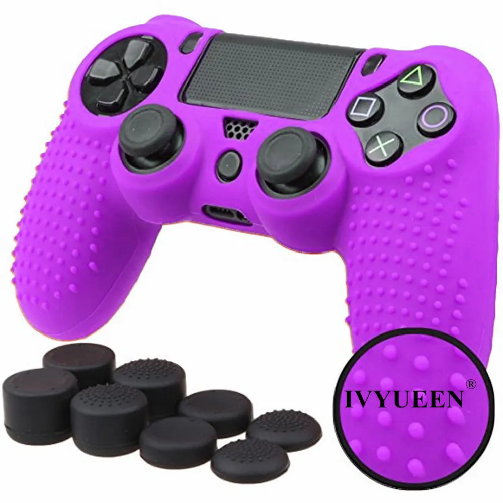 IVYUEEN 9 в 1 с шипами для ухода за кожей кожи Dualshock 4 PS4 Pro тонкий защитный чехол-Обложка с 8 рукоятка пальца шапки для Игровые приставки 4 - Цвет: F