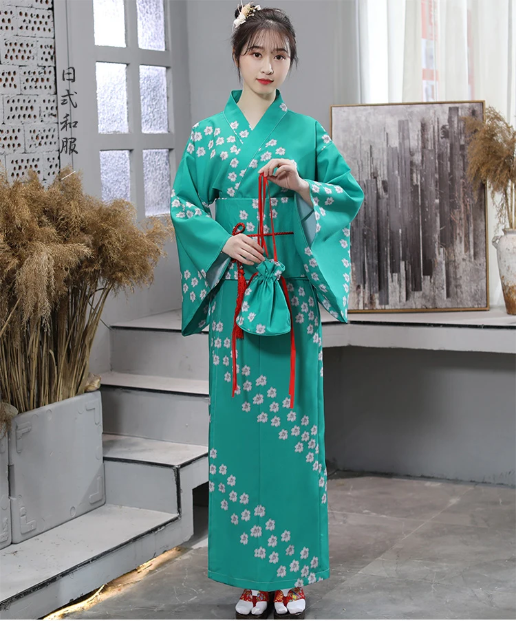 Новое поступление японского винтажного стиля кимоно юката с Obi Новинка женское Вишневое цветное кимоно халат женский косплей