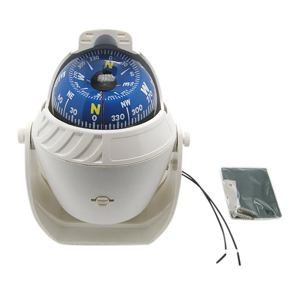 Белый ABS Высокоточный светодиодный светильник электронный автомобиль Компас Навигация Морской военный автомобиль Лодка Корабль компас