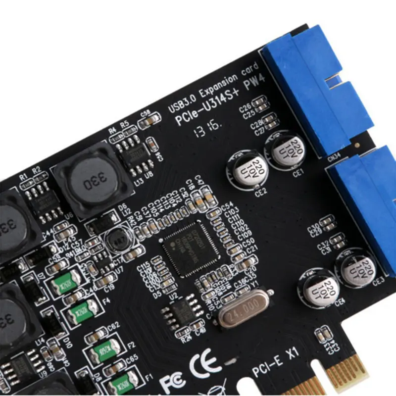 PCI Express для Dual 20 Pin USB 3,0 PCI-e X1 для 2 портов 19pin USB3.0 коннектор поддержка низкопрофильного кронштейна горячая распродажа#224789