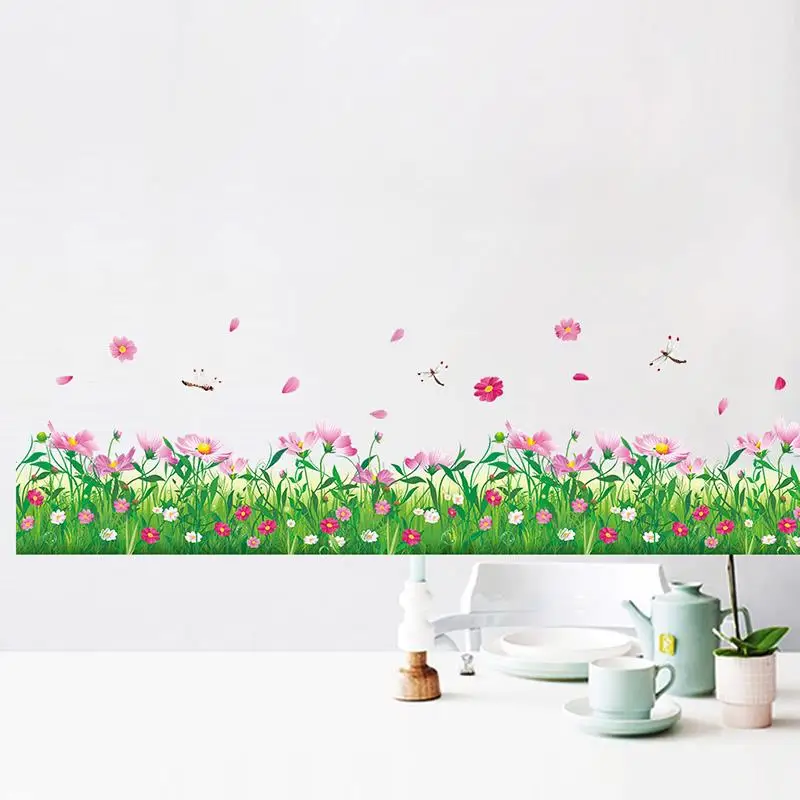 DRAGONFLY GRASS Wall Border Decals Black Room Decor Bedroom Decoration Wallpaper