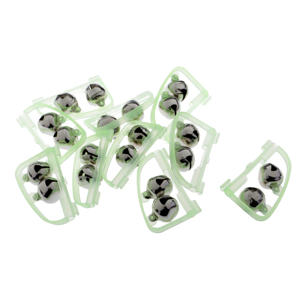 10Pcs Luminous Fishing Bite Bait Alarm 2 Bells Light Rod Tip Clip Alert Ring Fish Lures Accessory Outdoor Fish Tool